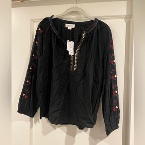 BNWT GORGEOUS unique long sleeve blouse. Velvet by Graham and Spencer. Size m